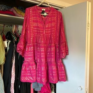 Elan Gold Embellished Pink Dress